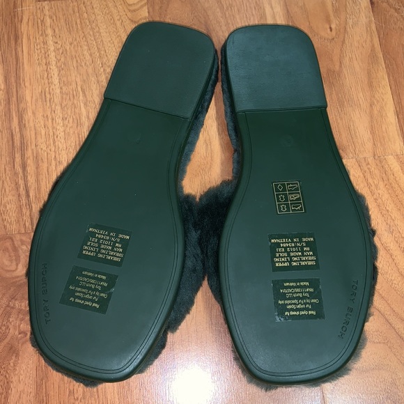 NWT Tory Burch Double T Shearling Slide Slippers - Picture 11 of 11